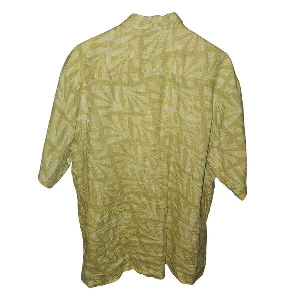 Tommy Bahama Mens XL Linen Hawaiian Shirt Green & Beige Short Sleeve Button-Up - Picture 2 of 11